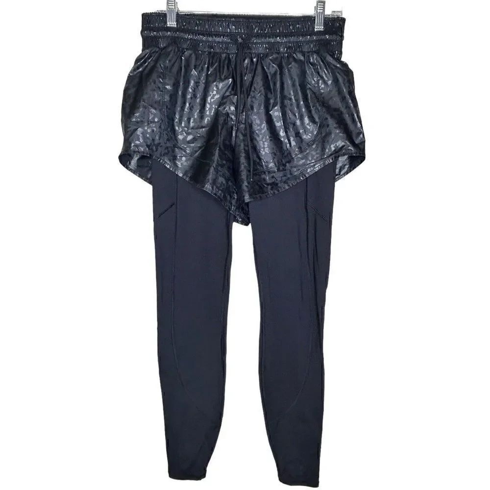 Athleta Rainer 2 in 1  Layered Legging Tight w/ Shorts Size Small Tall